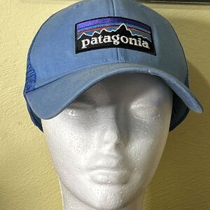 Patagonia‎ Mesh Trucker Snapback Hat Light Blue Horizon Cap Adjustable